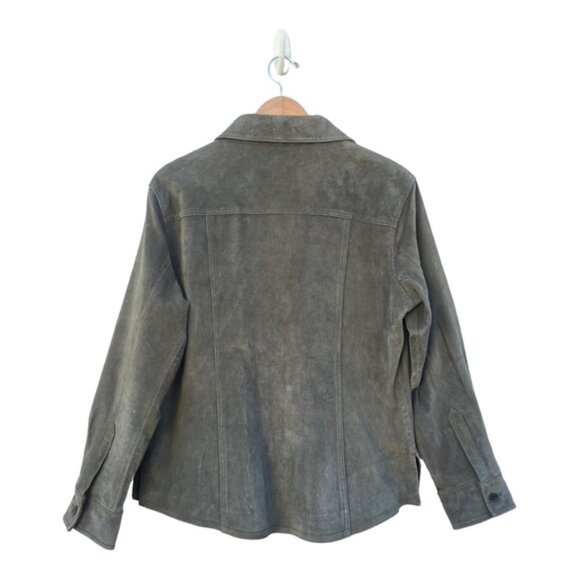 A.M. I. Vintage Women's Green Leather Shacket Button Down Shirt Sz Large - Picture 10 of 12